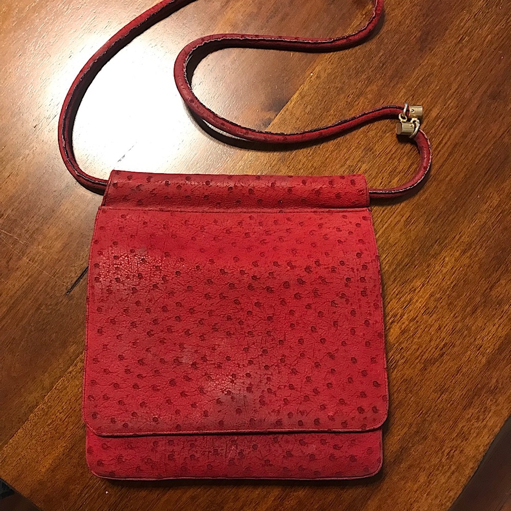 Vintage Loewe ostrich cross body purse